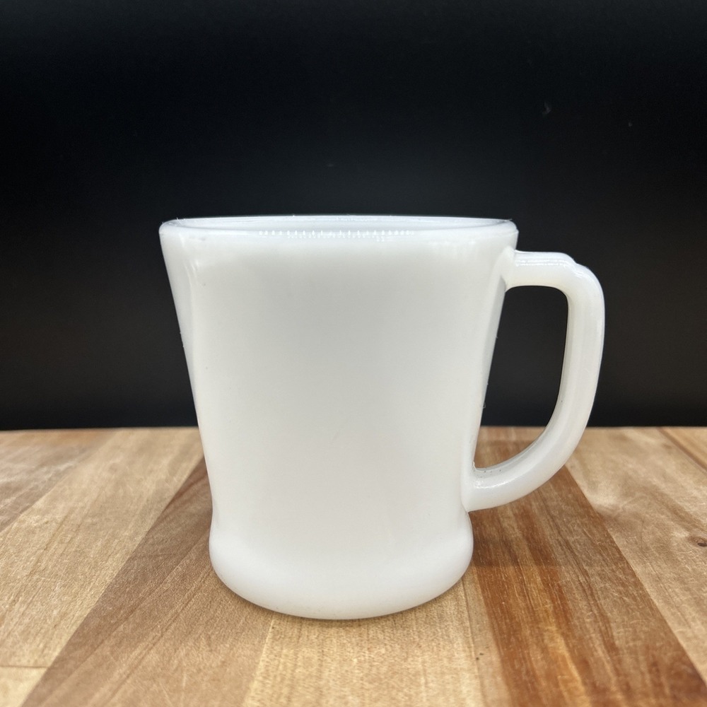 Vintage Fire King Anchor Hocking White Milk Glass D-Handle Coffee Cup Mug 10 oz